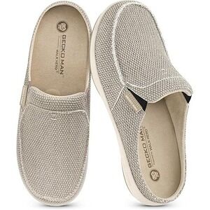 Gecko Walk Hero Mens Beige Canvas Slip on Arch Support Comfort Shoes Mens 12 NIB